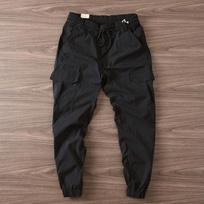 Vyriškos pavasarinės/rudeninės medvilninės darbo kelnės su petnešomis: Tampri juosta, prigludęs kirpimas, 9/10 ilgio laisvalaikio kelnės 4XL (Suitable for 165-180 jin) juoda