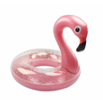Pripučiamas guminis plaukimo ratas - flamingas, rožinis su blizgučiais
