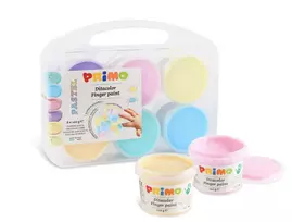 Primo dažai piešimui pirštais, 6 pastelinių spalvų x 100 g.