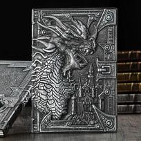 1 vnt. Drakono Retro Reljefinis Odinis Užrašų Knygelė Žurnalas Dinozauras Europietiško Stiliaus Bloknotas Metalinis Trimatės Formos notobook B