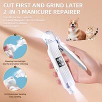 Įkraunamas LED naminių gyvūnėlių nagų šlifuoklis - Saugus ir lengvai naudojamas elektrinis nagų kirpiklis manikiūrui pedikiūrui šunų aksesuarai su priežiūros įrankiais balta