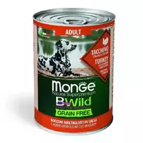 Monge BWild Adult Turkey konservuotas begrūdis pašaras šunims, kalakutiena; 400g