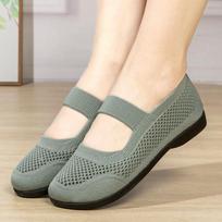 One-piece Queen Shoes with Knitted Mesh V-neck Square Toe Women's Shoes, Comfortable and Breathable for Summer Vacation, Office and Daily Use 35 žalia