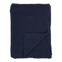 Tamsiai mėlynos spalvos iš perdirbtos medvilnės antklodė ir pledas 130x170 cm Santos – House Nordic