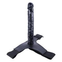 Varpos imitatorius Strap On Long Dildo, juoda