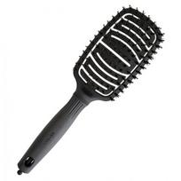 Olivia Garden Expert Care Flex Boar & Nylon Black Juodas plaukų šepetys su jonizuotais šereliais, Black