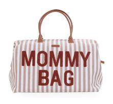 CHILDHOME DIDELIS MAMOS REIKMENŲ KREPŠYS MOMMY BAG,  STRIPES - NUDE/TERRACOTTA