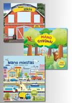 Mano gyvūnai + Mano miestas + Mano ūkis. Dėliok, spalvink, kurk (Trijų knygelių komplektas)