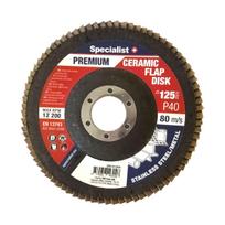Lapelinis šlifavimo diskas 125 mm, P40, Ceramic PREMIUM, SPECIALIST+