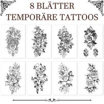 Laikina tatuiruotė, gėlių, 8 vnt.