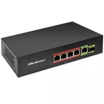 Qoltec tinklo komutatorius FAST Ethernet PoE 4x RJ45 PoE 1x RJ45 Uplink 1x SFP | 65W | 1000Mb