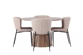 Lanzo valgomojo stalas φ120 - Natūralus / Natūralus MDF + Modesto valgomojo kėdė - Beige / Beige Boucle _4