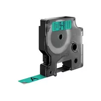 Dymo D1 juosta 12 mm x 7 m, juoda žaliame fone