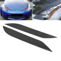 2 vnt. Anglies pluošto priekinių žibintų vokelių apdailos antakių apdaila Nissan 350Z 2003-2009