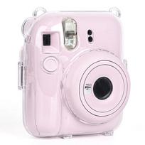 Blizgus fotoaparato dėklas Fujifilm Instax Mini 12 skaidrus dangtelis krepšys su dirželiu