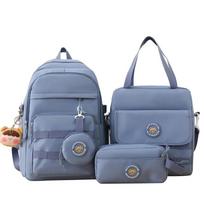 Summer New School Season  Primary School Students' Schoolbag Korean Version Simple Large Capacity Backpack Canvas Casual Bag without pendant
