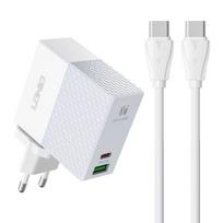 Įkroviklis LDnio 'A2620C' baltas 65W (PD / QC3.0) + 'Type-C / Type-C' 100cm laidas