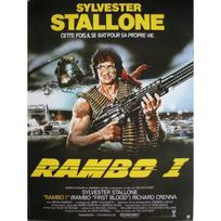 RAMBO Originalus kino plakatas RITINĖTAS Mažas formatas 53x40cm Kino plakatas Sylvester Stallone PERLEIDIMAS geltona