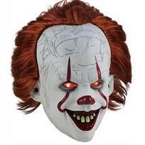 Baisus klounas Pennywise IT pilna kaukė šviečiančios akys siaubo Cosplay Helovino kostiumas