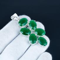 Gražus smaragdo akmens pakabukas 925 svarų sterlingų sidabro - rankų darbo dizainas, kasdieniai papuošalai, unikalus smaragdo pakabukas, dovana mamai 2.5" žalia