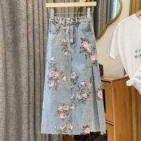 Retro Slim Fit Denim Skirt S mėlyna