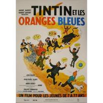 TINTINAS IR MĖLYNIEJI APELSINAI Originalus kino plakatas SUSUKTAS Mažas formatas 53x40cm Kino plakatas R2017 oranžinė