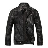 Men Retro American Style Leather Jacket Streetwear Men Outerwear Leather Jacket Men Stand Collar Coat Mens Motorcycle Blazer M juoda