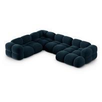 Tamsiai mėlynos spalvos iš velveto kampinė sofa (su kairiuoju kampu/„U“ formos) Loretto – Cosmopolitan Design