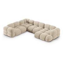 Smėlio spalvos iš velveto kampinė sofa (su kairiuoju kampu/„U“ formos) Loretto – Cosmopolitan Design