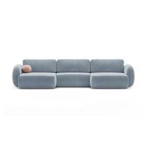 Pilkai mėlynos spalvos iš velveto sulankstoma/su sandėliavimo vieta kampinė sofa („U“ formos) Tonale – Cosmopolitan Design