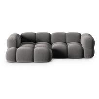 Pilkos spalvos iš velveto kampinė sofa (su kairiuoju kampu/su gultu) Loretto – Cosmopolitan Design