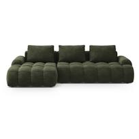 Žalios spalvos iš velveto sulankstoma/su sandėliavimo vieta kampinė sofa (su kairiuoju kampu/su gultu) Linz – Cosmopolitan Design
