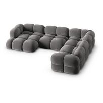 Pilkos spalvos iš velveto kampinė sofa (su dešiniuoju kampu/„U“ formos) Loretto – Cosmopolitan Design