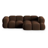Tamsiai rudos spalvos iš velveto kampinė sofa (su dešiniuoju kampu/su gultu) Loretto – Cosmopolitan Design