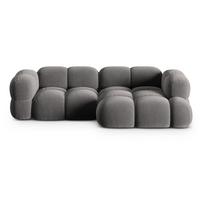 Pilkos spalvos iš velveto kampinė sofa (su dešiniuoju kampu/su gultu) Loretto – Cosmopolitan Design