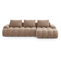 Šviesiai rudos spalvos iš velveto sulankstoma/su sandėliavimo vieta kampinė sofa (su dešiniuoju kampu/su gultu) Linz – Cosmopolitan Design