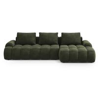 Žalios spalvos iš velveto sulankstoma/su sandėliavimo vieta kampinė sofa (su dešiniuoju kampu/su gultu) Linz – Cosmopolitan Design