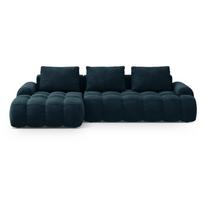 Smaragdinės spalvos iš velveto sulankstoma/su sandėliavimo vieta kampinė sofa (su kairiuoju kampu/su gultu) Linz – Cosmopolitan Design