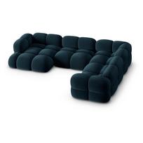 Tamsiai mėlynos spalvos iš velveto kampinė sofa (su dešiniuoju kampu/„U“ formos) Loretto – Cosmopolitan Design
