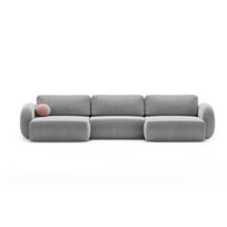 Šviesiai pilkos spalvos iš šenilinio audinio sulankstoma/su sandėliavimo vieta kampinė sofa („U“ formos) Tonale – Cosmopolitan Design