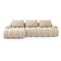 Smėlio spalvos iš velveto sulankstoma/su sandėliavimo vieta kampinė sofa (su kairiuoju kampu/su gultu) Linz – Cosmopolitan Design