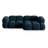 Tamsiai mėlynos spalvos iš velveto kampinė sofa (su dešiniuoju kampu/su gultu) Loretto – Cosmopolitan Design