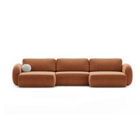 Raudonos plytų spalvos iš šenilinio audinio sulankstoma/su sandėliavimo vieta kampinė sofa („U“ formos) Tonale – Cosmopolitan Design