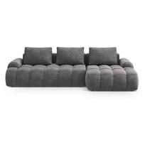 Pilkos spalvos iš velveto sulankstoma/su sandėliavimo vieta kampinė sofa (su dešiniuoju kampu/su gultu) Linz – Cosmopolitan Design