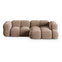 Rudos spalvos iš velveto kampinė sofa (su dešiniuoju kampu/su gultu) Loretto – Cosmopolitan Design