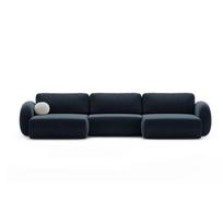 Tamsiai mėlynos spalvos iš šenilinio audinio sulankstoma/su sandėliavimo vieta kampinė sofa („U“ formos) Tonale – Cosmopolitan Design