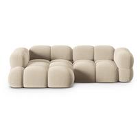 Smėlio spalvos iš velveto kampinė sofa (su kairiuoju kampu/su gultu) Loretto – Cosmopolitan Design