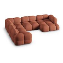 Raudonos plytų spalvos kampinė sofa (su kairiuoju kampu/„U“ formos) Loretto – Cosmopolitan Design