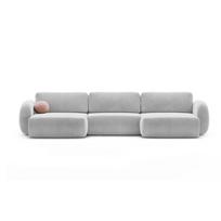 Šviesiai pilkos spalvos iš velveto sulankstoma/su sandėliavimo vieta kampinė sofa („U“ formos) Tonale – Cosmopolitan Design