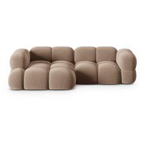 Rudos spalvos iš velveto kampinė sofa (su kairiuoju kampu/su gultu) Loretto – Cosmopolitan Design